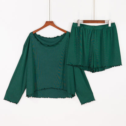 🛌 Pyjama Femme Grande Taille – Haut Manches Longues & Short Confort