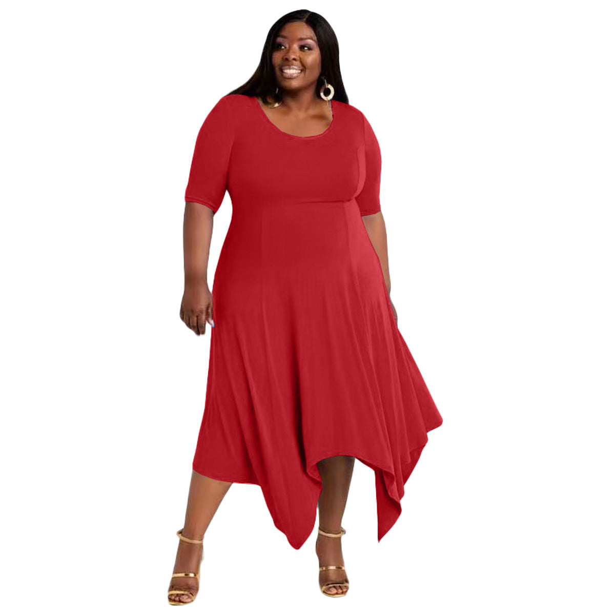 👗 Robe irrégulière grande taille – Style européen & américain chic | XL-Charmes