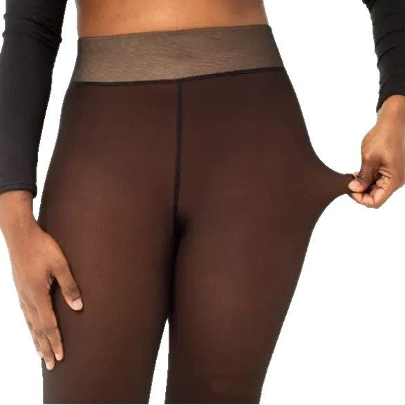 🩳 Leggings Effet Transparent Doublés Polaire – Chauds & Confortables