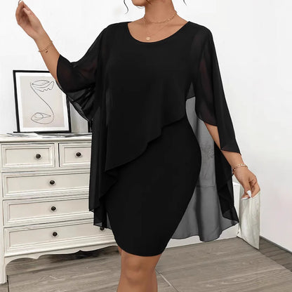 👗 Robe Mousseline Femme – Grande Taille avec Châle & Coupe Cintrée