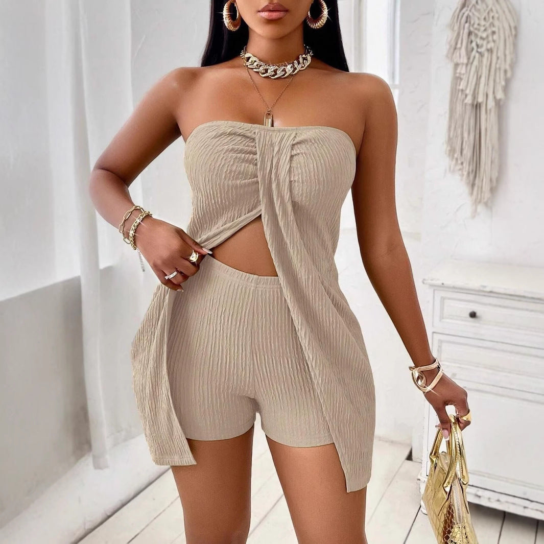 ☀️ Ensemble Bandeau Femme – Haut Sans Bretelles + Short | XL-Charmes