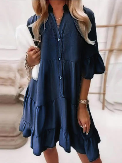 👗 Robe en Jean Femme – Mi-longue, Manches Mi-longues & Coton Lavé | XL-Charmes