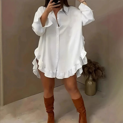 👚 Chemise ample femme printemps-été – Couleur unie, manches longues