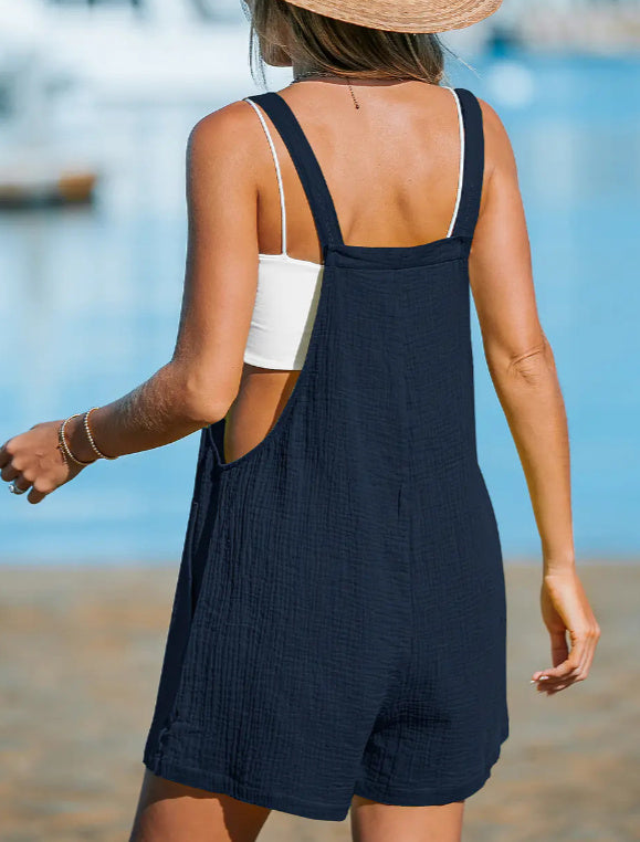 🌞 Combinaison Courte Femme – Bretelles, Décolleté Carré & Poches | XL-Charmes