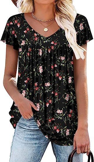 👚 T-shirt Sans Manches Fleuri – Haut d'Été Femme Grande Taille