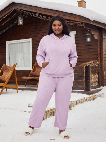 🛌 Pyjama à Capuche Grande Taille – Ensemble Sweat Imitation Coton | XL-Charmes