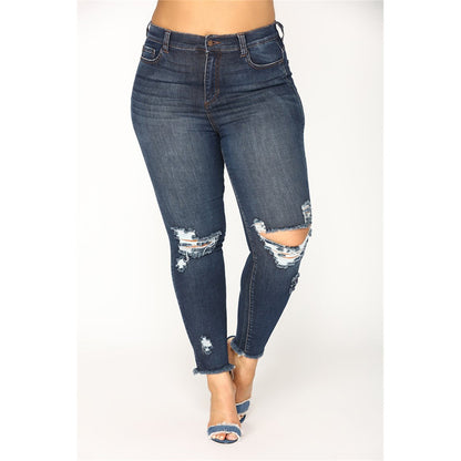 👖 Jean Stretch Déchiré Femme – Taille Haute & Grande Taille
