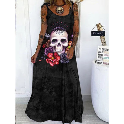 👗 Robe Punk Tête de Mort – Grande Taille à Lacets & Coupe Ample | XL-Charmes