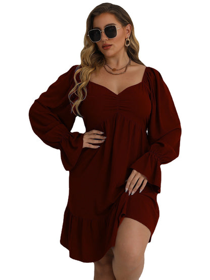 👗 Robe Bordeaux Ample – Style Décontracté Européen & Américain