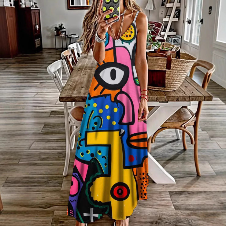 👗 Robe Bretelles Femme – Imprimé Estival Fluide | XL-Charmes