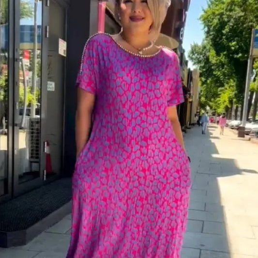 👗 Robe Longue à Manches Courtes – Été, Automne & Hiver | XL-Charmes