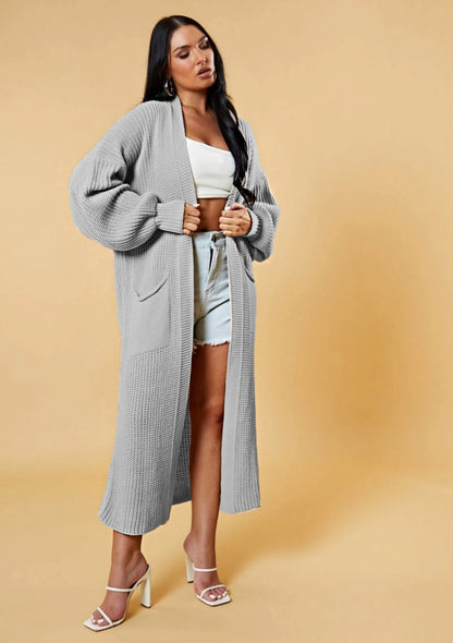 🧥 Cardigan Long Ample Femme Maille Unie Grande Taille | XL-Charmes