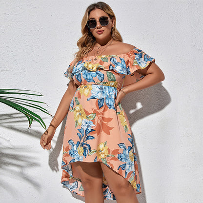 👗 Robe Imprimé Irrégulier Femme – Grande Taille Élégante Été 2024