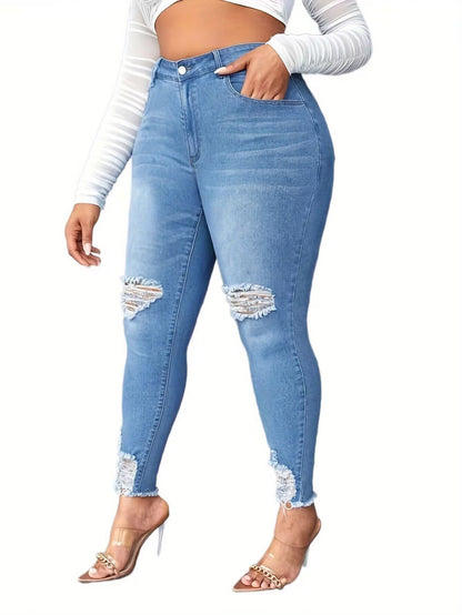 👖 Jean Déchiré Grande Taille Femme – Taille Haute & Look Urbain | XL-Charmes