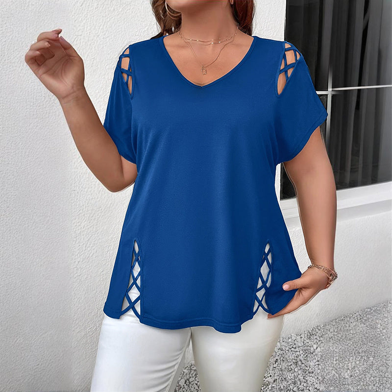 👚 T-shirt Croisé Col V Grande Taille – Élégance & Confort | XL-Charmes
