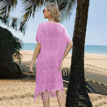 🧶 Pull Ajouré à Pompons Femme – Ample & Stylé Grande Taille