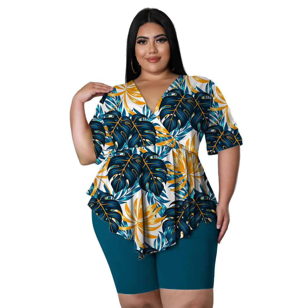 🌼 Ensemble Bohème Imprimé – Grande Taille Femme Été 2025 | XL-Charmes
