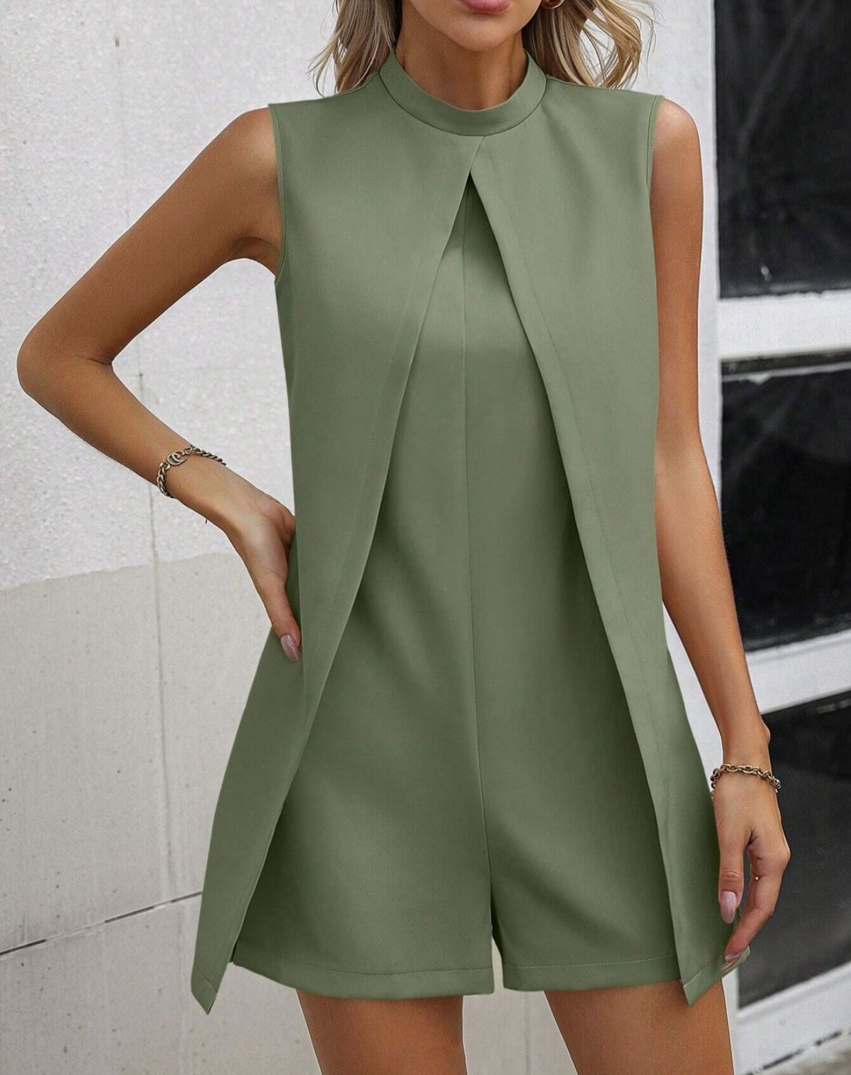 👗 Combishort grande taille femme – Sans manches à col montant | XL-Charmes