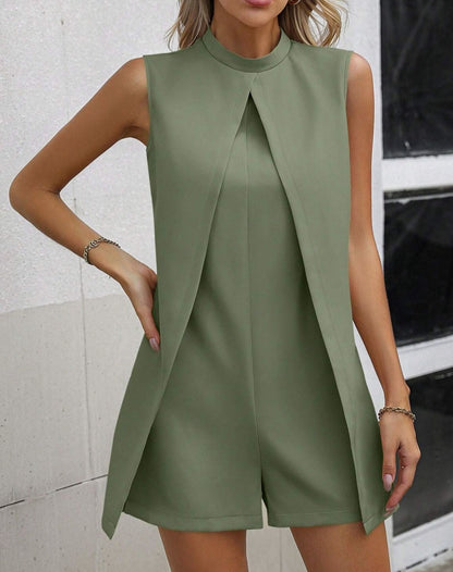 👗 Combishort grande taille femme – Sans manches à col montant | XL-Charmes