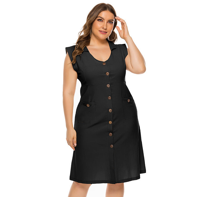 👗 Robe sans manches col V avec poches – Grande taille femme élégante | XL-Charmes
