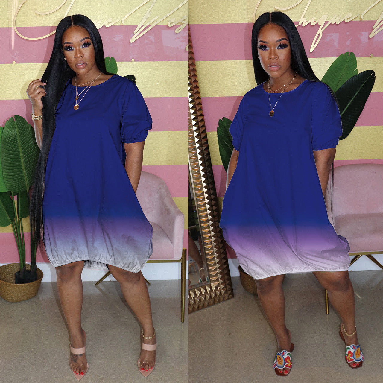 🌈 Robe Dégradée Grande Taille Femme – Fluide & Colorée | XL-Charmes