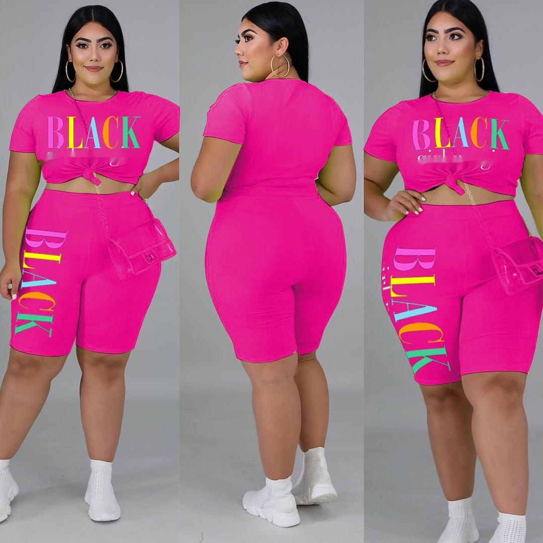 🩷 Ensemble Décontracté Femme Grande Taille – Style Lettré & Chic