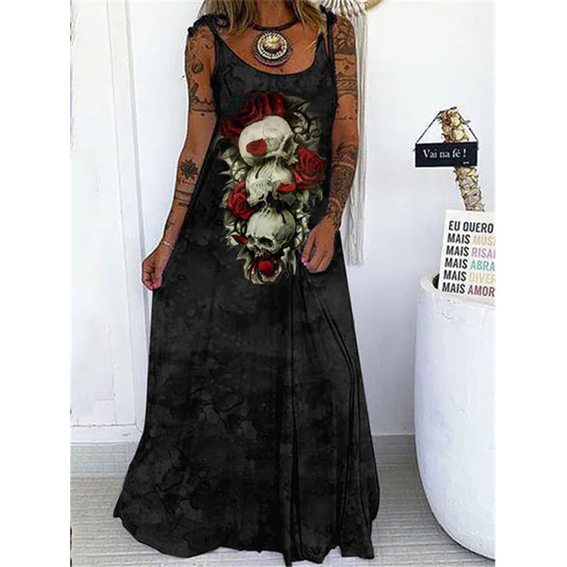 👗 Robe Punk Tête de Mort – Grande Taille à Lacets & Coupe Ample | XL-Charmes