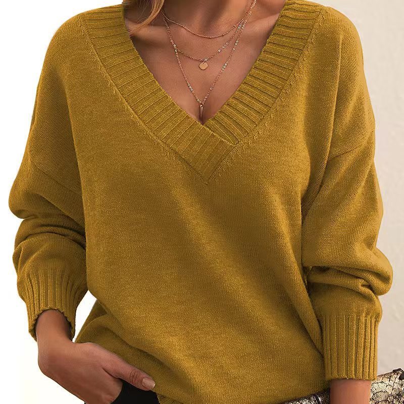🧶 Pull Femme Col V Ample en Maille – Automne-Hiver | XL-Charmes