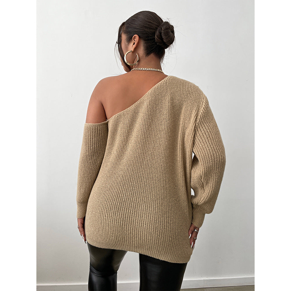 👚 Pull Asymétrique Grande Taille – Encolure Décalée & Coupe Ample