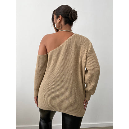 👚 Pull Asymétrique Grande Taille – Encolure Décalée & Coupe Ample