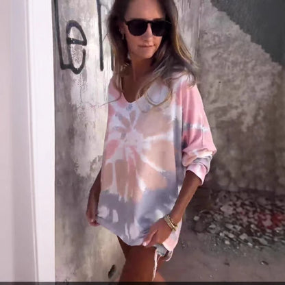 👚 T-shirt Ample Manches Longues Col Rond Femme – Décontracté & Chic | XL-Charmes