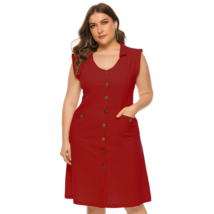👗 Robe sans manches col V avec poches – Grande taille femme élégante | XL-Charmes