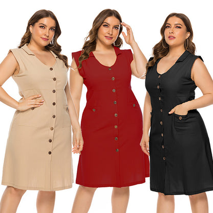 👗 Robe sans manches col V avec poches – Grande taille femme élégante | XL-Charmes