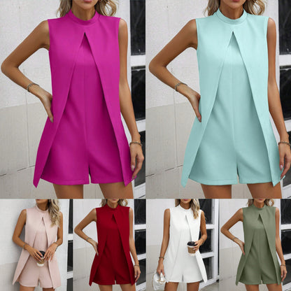 👗 Combishort grande taille femme – Sans manches à col montant | XL-Charmes