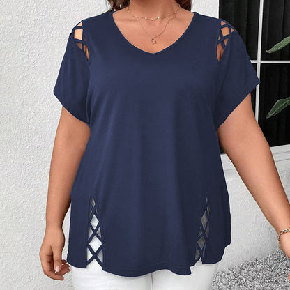 👚 T-shirt Croisé Col V Grande Taille – Élégance & Confort | XL-Charmes