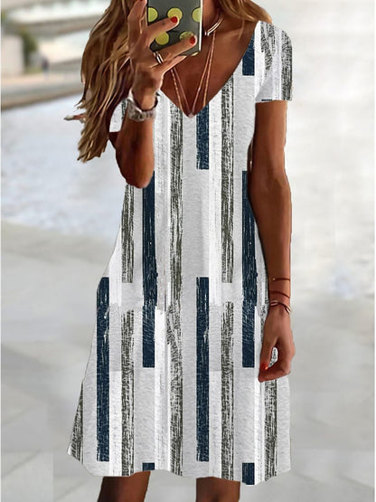 👗 Robe Été Col V & Manches Courtes – Grande Taille & Look Décontracté | XL-Charmes