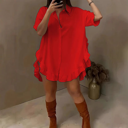 👚 Chemise ample femme printemps-été – Couleur unie, manches longues