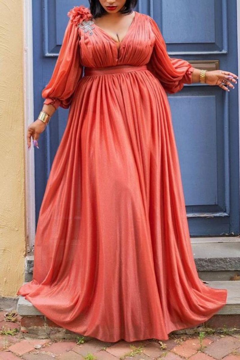 👗 Robe Satinée Élégante – Grande Taille Style Européen & Américain