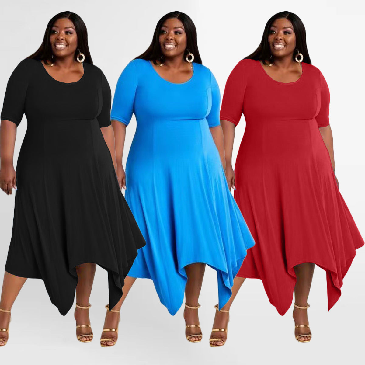 👗 Robe irrégulière grande taille – Style européen & américain chic | XL-Charmes