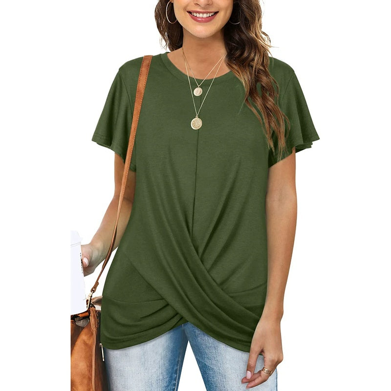 👚 T-shirt Décontracté Grande Taille – Torsadé | XL-Charmes
