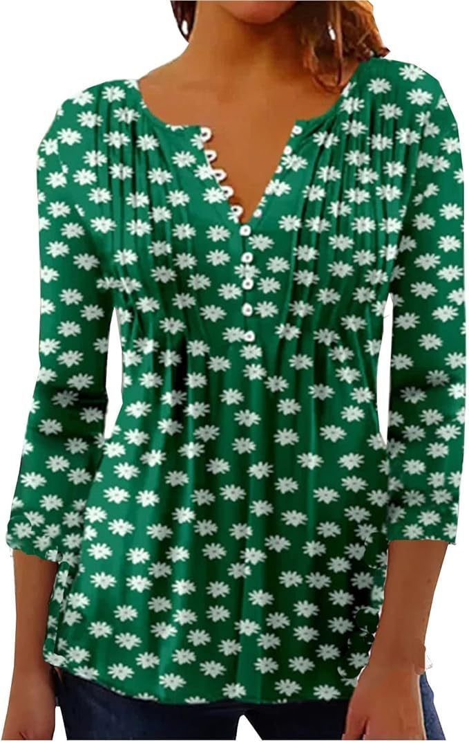 👚 Haut Femme Col V – Boutonné & Manches Mi-Longues | XL-Charmes