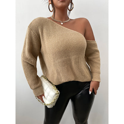 👚 Pull Asymétrique Grande Taille – Encolure Décalée & Coupe Ample