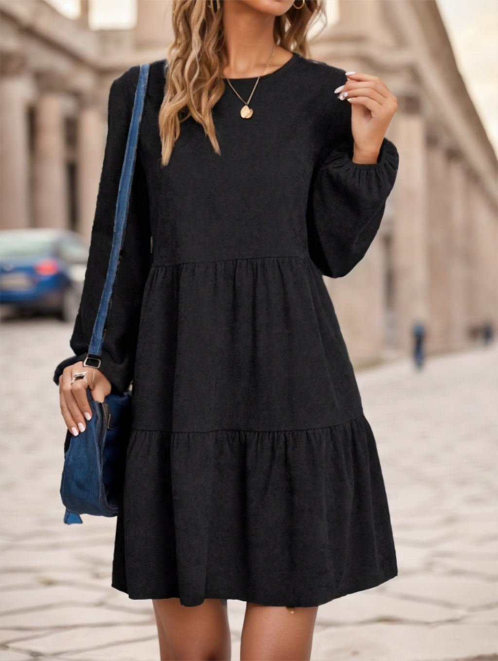 👗 Robe Longue Unie Femme – Manches Longues Décontractée | XL-Charmes