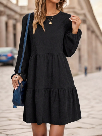 👗 Robe Longue Unie Femme – Manches Longues Décontractée | XL-Charmes