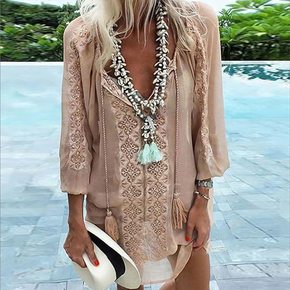 👚 Haut Grande Taille Femme – Manches Longues & Finitions Mousseline