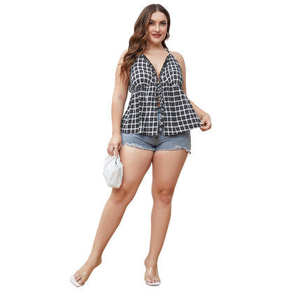 👚 Haut tube à carreaux grande taille femme – Été léger & urbain | XL-Charmes