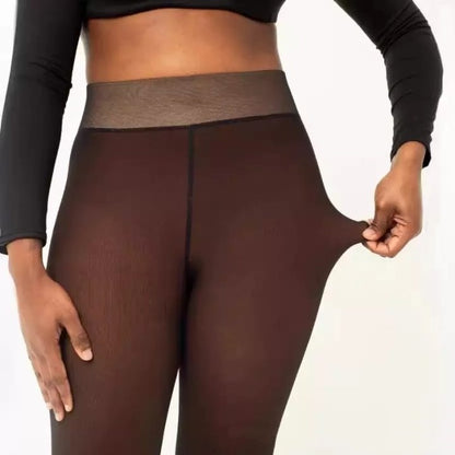 🩳 Leggings Effet Transparent Doublés Polaire – Chauds & Confortables