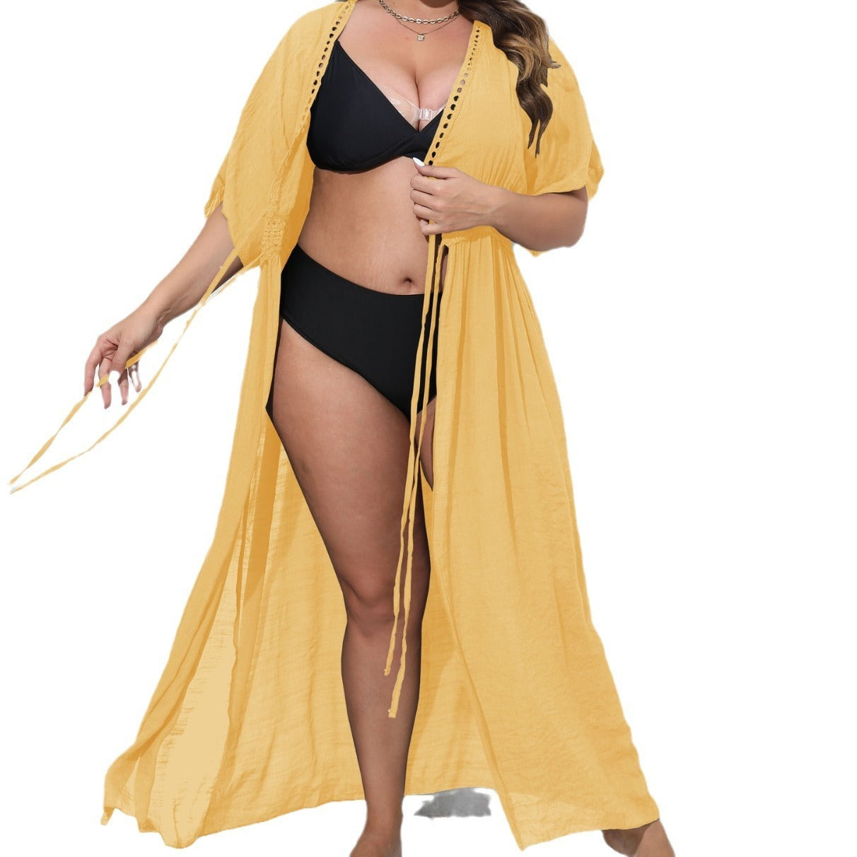 🌞 Cardigan Plage Femme – Bretelles, Dentelle & Protection Solaire | XL-Charmes