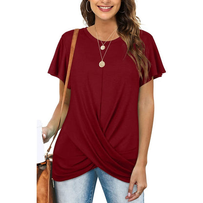 👚 T-shirt Décontracté Grande Taille – Torsadé | XL-Charmes