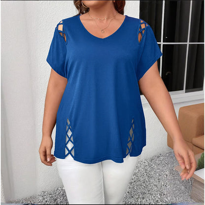 👚 T-shirt Croisé Col V Grande Taille – Élégance & Confort | XL-Charmes